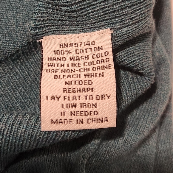 Full Tilt Teal Green Cozy V-Neck Sweater - Picture 7 of 7